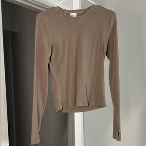 Aritzia Brown HomeStretch Rib Crew Longsleeve